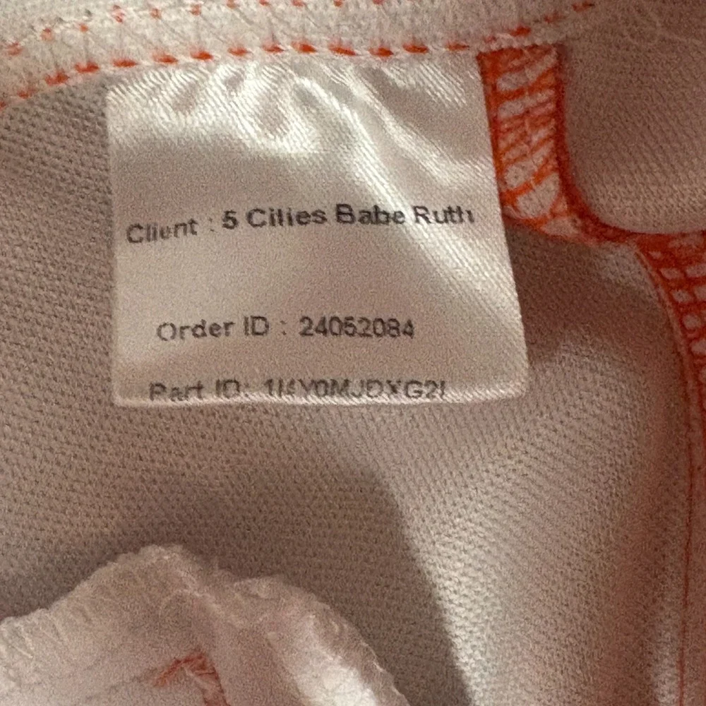 Prolook Five Cities Babe Ruth Baseball Pants Youth 26x29.5 Orange Pinstriped #21